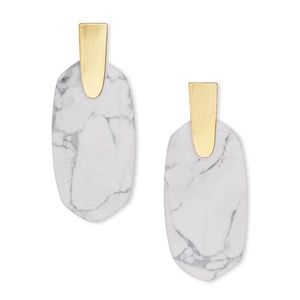 Kendra Scott Gold Aragon Earrings in White Howlite